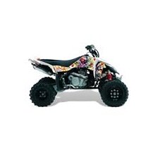 AMR Racing - Suzuki LTR 450 ATV (2005-2009) - Ed Hardy Love Kills - Yellow Quad Graphic Kit