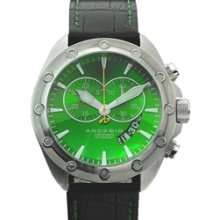 Android Concept T2 Quartz Chronograph with Lime Green Dial and Black Leather Strap #AD465BGR