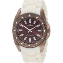 Anne Klein Women's 10-9179BNIV White Resin Quartz Watch with Brown