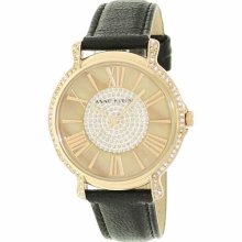 Anne Klein Women's AK-1068RGBK Black Leather Quartz Watch with Mo ...