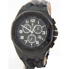 Aqua Master W325BI 1.5ct Black Diamond Bezel Chronograph Men's Watch