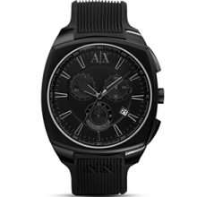 Armani Exchange - Men's Black Silicone Black Dial Chronograph Watch - Ax1174