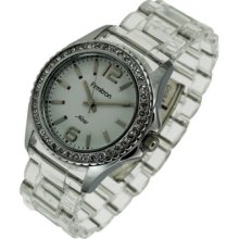 Armitron 753935svcl Swarovski Crystal Silver Tone Clear Plastic Bracelet Watch