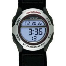 Armitron Men`s Digital Chronograph Watch W/ Black Nylon Strap & 2 Zones