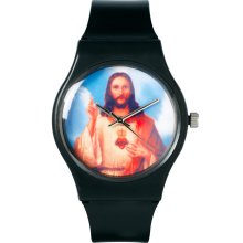 ASOS Watch with Jesus Print Face Black