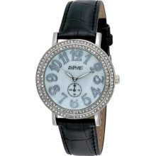 August Steiner Women's Mop Crystal Quartz Strap Watch