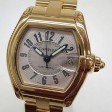 Auth Cartier Roadster Wristwatch 18ky Whte/yellow Mens 2524 (bf039482)