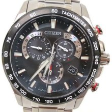 Auth Citizen Collection Eco Drive Radio Clk Wristwatch Mens At3024-51e(bf043669)