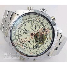 Automatic Mechanical Watches White Stainless Steel Wristwatch Festiv