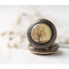 Autumn Tree pocket watch necklace - Photo jewelry - Autumn jewelry (PW019)