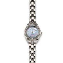 Avon Rhinestone Accent Classic Silvertone Bracelet Watch