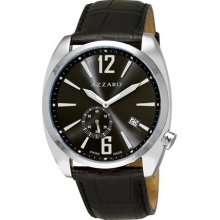 Azzaro Seventies Mens Grey Dial Black Strap Small Second Watch