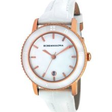 BCBGMAXAZRIA Leather Collection Ceramic Boyfriend White Dial Women's watch #BG6350