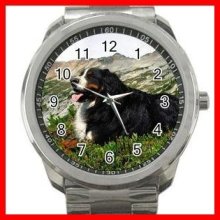 Bernese Mountain Dog Pet Silvertone Sports Metal Watch 172