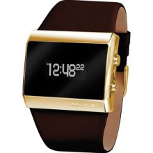 Black Dice 'Mixtape' Unisex Organic Led Gold Plated Brown Leather Strap Watch