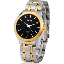 Black MIKE 8823 Men's Analog Quartz Watch with Stainless Steel Strap