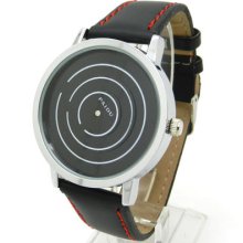 Black Quartz Sports Wrist Watch Pu Leather Men Turntable Dial Digital Gift Q0806