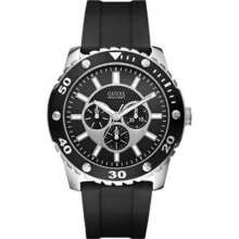 Black Wristwatch Men's Rubber Bracelet Guess Mod. W10616g1