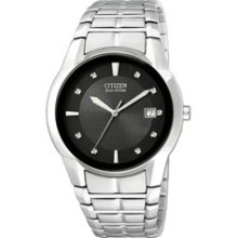 BM667056E -- Citizen Mens' Eco-Drive Stainless Steel Watch w/ Black round Dial BM6670-56E BM6670-56E