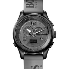 BOSS Black 'Iconic Regatta' Chronograph Silicone Strap Watch Grey