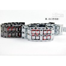 Brand New Silver And Black With ( Red Led) Digital Lava Iron Style M