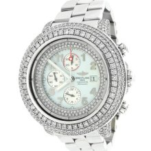 Breit Ling A13370 Chronometre Automatic Mens 14k White Gold/ssteel Diamond Watch