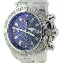 Breitling Aeromarine Super Avenger A13370 Diamond Blue Chronograph Mens Watch