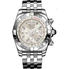 Breitling Chronomat B01 Stainless Steel Polished Bezel AB011012/G676-leather-gold-tang