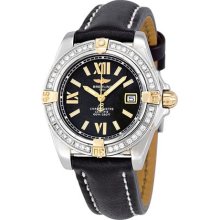 Breitling Cockpit Lady Diamond Black Dial Black Leather Watch B7135653-B910BKLT