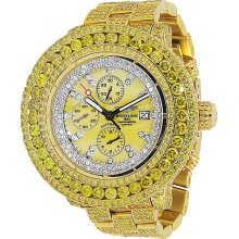 Breitling Super Avenger Mens Custom Watch with Yellow Diamonds 45.00 Ctw