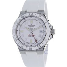 Breitling Watches Men's White Dial White Leather white leather/white