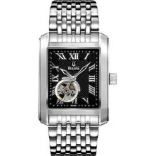 Bulova 96a128 Men's Bva Stainless Steel Band Black Dial Watch