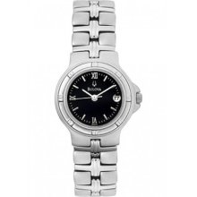 Bulova 96m03 Ladies Stainless Steel Black Dial Watch