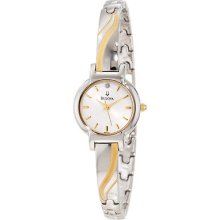 Bulova 98p132 Womens Petite Two Tone S.steel Gold Quartz Analog Watch