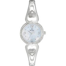 Bulova Ladies Stainless Steel Case and Bracelet Crystal Collection Mother of Pearl Dial 96X122