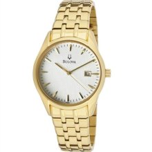 Bulova Men's 97B109 Gold Stainless-Steel Quartz Watch with White Dial