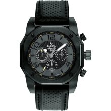 Bulova Men's Black Stainless Steel Marine Star Quartz Strap Chronograph 98B151