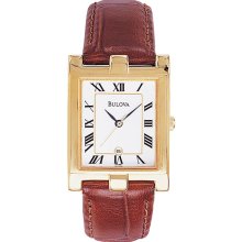 Bulova Men's Gold Tone Stainless Steel White Dial Strap 97B41