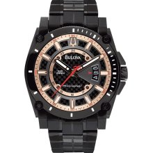 Bulova Mens Precisionist Stainless Watch - Black Bracelet - Black Dial - 98B143