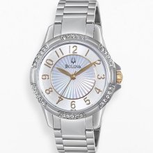 Bulova Stainless Steel Crystal And Mother-Of-Pearl Watch - Made With