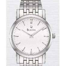 Bulova Stainless Steel Curved Crystal Men`s Watch