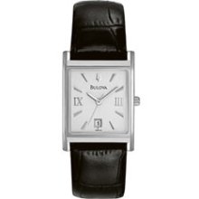 Bulova Women's Black Leather Strap W/Rectangular Dial Corporate Collection Corporate Collection