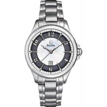 Bulova Womens Stainless Steel Adventurer Mother Of Pearl Dial Link Bracelet