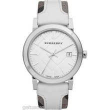 Burberry Classic Nova Check White Leather Strip Men Or Women's Bu9019 Watch