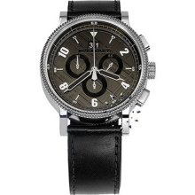 Burberry Men's Stainless Steel Case Gray Dial Chronograph Leather Strap Date Display BU7683