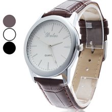 Business Unisex Elegant Style PU Analog Quartz Wrist Watch (Assorted Colors)