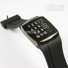 Calendar Led Bracelet Leather Watch New Trendy Black Digital Wrist W