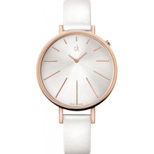 Calvin Klein Women s K3E236L6 Equal White Leather Analog Watch