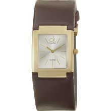 Calvin Klein Women's 'Dress' Yellow Goldplated Stainless Steel and Leather Quartz Watch