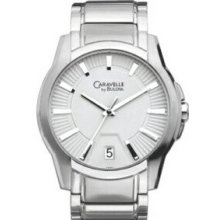 Caravelle Men`s Stainless Steel Silver Round Dial Dress Watch